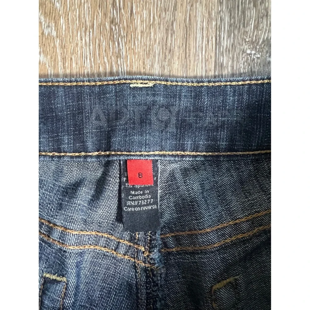 ADVC Capri‎ Jeans Womens 8 Blue Excellent Dark Wash Cuffed Stretch Denim Cropped